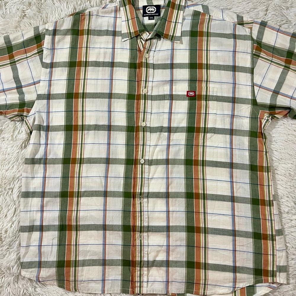XXL Vintage Y2K Ecko Unltd Rhino Woven Short Sleeve Shirt 90’s Plaid Streetwear‎ - Picture 2 of 10